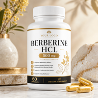 Kapsul Berberine HCL 500mg Label Pribadi OEM Mendukung Kesehatan Metabolik dan Kardiovaskular Suplemen Vegan Dewasa untuk Pertumbuhan Otot
