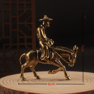 Sculpture en bronze de style antique, vieil homme monté sur un âne, figurine en laiton, décoration de table, maison, bureau, salon de thé, art - Product Image 4