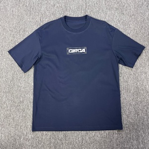 T-shirt en tricot surdimensionné pour homme avec imprimé 'Just Has To', bleu clair, streetwear décontracté, 100% coton, écologique, poids lourd - Product Image 5