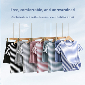 Ensemble d'été pour frères et sœurs, vêtements pour enfants en modal, ensemble de shorts rayés, ensemble de vêtements pour jumeaux, garçons et filles - Product Image 4
