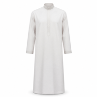 Vente en gros de Qamis/Jubbah de style saoudien à manches ouvertes pour hommes musulmans |   Couleur unie, grande taille |   Vêtements de tous les jours pour l'Aïd, en stock, commande en gros