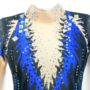 Màu xanh Spandex unitards cho nghệ thuật Thể dục dụng cụ độ đàn hồi cao Kim Cương thoáng khí nhìn nhịp nhàng thể dục hiệu suất mặc màu xanh - Product Image 3