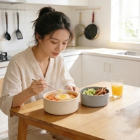 Boîte à lunch en silicone, compatible micro-ondes, hermétique, avec couvercle épaissi, portable, de qualité alimentaire, design moderne et minimaliste, individuelle