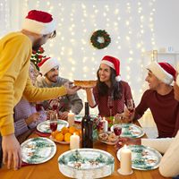 50 Assiettes en papier ovales de Noël à motif de rennes de dessin animé, 11 pouces, vaisselle jetable avec design d'arbres et de flocons de neige