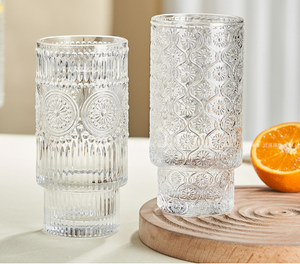 Vaso <span class=keywords><strong>de</strong></span> Vidrio Apilable Popular para Café, Estilo Highball, con Diseño <span class=keywords><strong>de</strong></span> Girasol, para Beber Jugo, con Relieve <span class=keywords><strong>de</strong></span> Flor <span class=keywords><strong>de</strong></span> la Suerte - Product Image 3