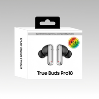 Écouteurs True Buds Pro 18 de haute qualité avec emballage personnalisé, lumières RGB, sans fil, écouteurs TWS intra-auriculaires