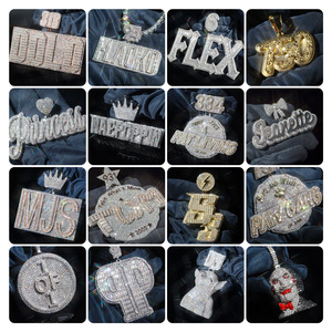 Colgante de Moissanita Personalizado Collar con Colgante de Diamante Moissanita Iced Out Joyería Fina de Plata 925 VVSD Pasa Probador de Diamantes - Product Image 1