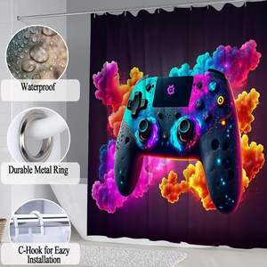 Juego <span class=keywords><strong>de</strong></span> 4 Uds. <span class=keywords><strong>De</strong></span> cortinas <span class=keywords><strong>de</strong></span> ducha con cortina <span class=keywords><strong>de</strong></span> ducha impermeable, alfombrilla <span class=keywords><strong>de</strong></span> baño antideslizante, alfombra absorbente y tapa <span class=keywords><strong>de</strong></span> inodoro en Stock - Product Image 3