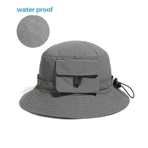 [Tasche] Outdoor UV-beständiger individueller Logo-Eimerhut mit Taschennadel Fischer-Unisex Jagd-Safari-Boonie-Hut