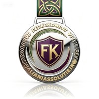 Médaille personnalisée en alliage de zinc bicolore argent et or, gravée au laser, durable, avec logo FK Shield, pour le championnat de combat Federkombat.