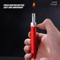 Briquet à gaz butane portable en gros, mini, design flamme longue et ouverte, accessoires de fumeur en métal