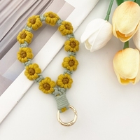 Bunter Kleiner Blumen-Handyanhänger Handgewebte Kurze Handschlaufe Schlüsselanhänger für Frauen