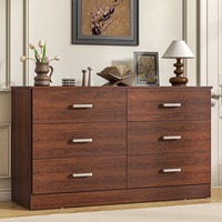 Commode à 6 tiroirs en bois, commode moderne pour chambre à coucher, armoire de rangement avec poignées métalliques, taille personnalisée