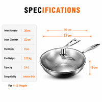 Wok en titane composite à trois couches, sans revêtement, antiadhésif physique, ustensiles de cuisine domestiques, casseroles pour la maison et la cuisine, cuisinière à gaz et à induction