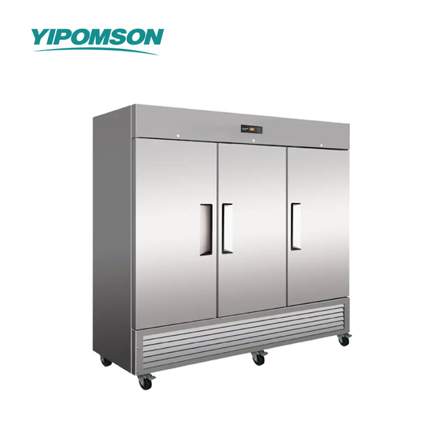 3-Door Stainless Steel Commercial Vertical American Fridge Freezer with Dual-Temperature Fan Cooling for Kitchen Meat Storage