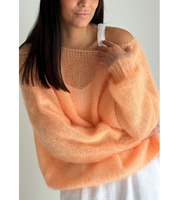 Pull-over en maille fine et épaisse de luxe bleu ciel pour femme, en mohair et polyester, style B2B, pour jeune femme et fille