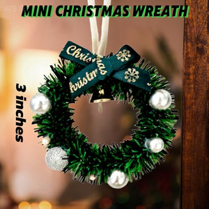 Décoration de Noël suspendue : Clochette de Noël, Nœud de Noël, Couronne de Noël à suspendre au bouton de porte avec pomme de pin de Noël - Product Image 4