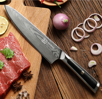 Pisau Koki Damascus KEEMAKE 8 Inci dengan 67 Lapisan Inti VG10 Gagang G10 Ramah Lingkungan untuk Memasak Profesional