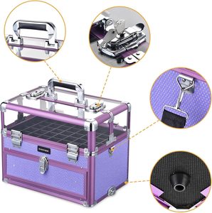 กระเป๋าเครื่องสำอางแฟชั่นแบบ2-in-1, กระเป๋าเครื่องสำอางแบบเปิดปิดพร้อมอุปกรณ์จัดระเบียบยาทาเล็บ - Product Image 2