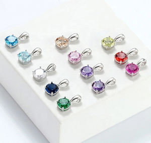 Ciondolo Rotondo in Argento Sterling S925 con Zirconia Cubica Colorata, Charm per Collana, Gioielli di Moda - Product Image 6