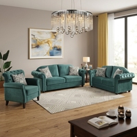 Ensemble de canapés d'angle modernes et simples en tissu capitonné avec rembourrage en mousse et pieds en bois foncé pour salon