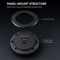 Chargeur USB-A USB-C encastré pour panneau 60 mm, 10W PD 2.0, découpe 42-48 mm, hauteur 45 mm, pour meubles, ordinateurs, écouteurs, montres connectées