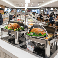 Chauffe-Plats Commercial Professionnel 6QT en Acier Inoxydable 201 avec Couvercle Rabattable, Alimenté à l'Alcool, pour Hôtels et Traiteurs