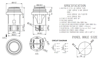 Interrupteur à bouton-poussoir rond 16A250V AC T105 25mm IP67 RL5-1P21/N ON-OFF avec verrouillage et voyant rouge, étanche