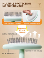Brosse démêlante pour animaux de compagnie, brosse de toilettage pour chat et chien à picots souples, brosse ergonomique pour éliminer les poils morts pour poils bouclés, respectueuse de la peau