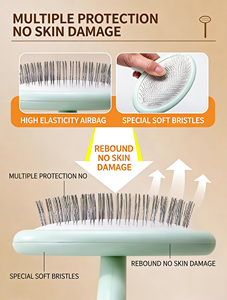 แปรงสัตว์เลี้ยงแบบมีเข็มนุ่ม, แปรงกรูมมิ่งสำหรับแมวและสุนัข, ด้ามจับตามหลักสรีรศาสตร์, แปรงกำจัดขนหลุดร่วงสำหรับขนฟู, อ่อนโยนต่อผิว - Product Image 4