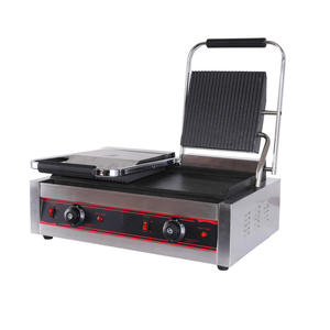 Gril à <span class=keywords><strong>pain</strong></span> Panini électrique commercial Gril à Panini électrique à économie d'énergie Double demi-rainuré et demi-<span class=keywords><strong>plat</strong></span> - Product Image 4