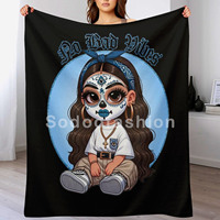 Nouvelle couverture de voyage en flanelle 2024, motif dessin animé Latino Chicana Chola, personnalisable pour avion et maison, idéale pour les fans de Chancla.