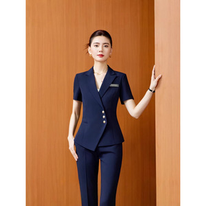 Summer Short Sleeve Workwear Women Polyester Suit Skirt Pants Set Professional Uniform For Office Commute High End Hotel - Product Image 2