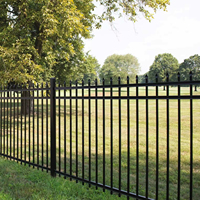 Valla de Jardín Liancheng Moderna de Acero Galvanizado Negro, Valla de Metal con Picos, Valla de Seguridad de Hierro Forjado de 6x8 con Parte Superior Plana