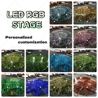 Scène de mariage lumière blanche en verre trempé miroir de lumière LED étoiles de mariage 3D planchers de danse avec décoration florale