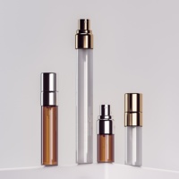 Flacon de parfum vide de luxe en verre transparent/ambre avec pulvérisateur à brume fine et capuchon métallique 2ml 3ml 5ml 10ml pour voyage, sérigraphie et estampage doré