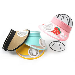Logotipo personalizado barato verano protección solar visera sombrero USB carga visera sombrero con ventilador - Product Image 3
