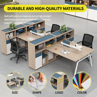 Cloison écran en bois sur mesure style panneau table sur pied 8 places bureau modulaire poste de travail mobilier de bureau