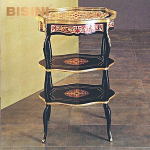 Ormulo-mesa auxiliar de tres capas con marco de latón dorado, Ormulo, estilo antiguo, coleccionable - Product Image 1