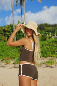 Nouvelle tendance - Ensemble <span class=keywords><strong>de</strong></span> bikini crop top à bretelles contrastées avec short - <span class=keywords><strong>Maillot</strong></span> <span class=keywords><strong>de</strong></span> <span class=keywords><strong>bain</strong></span> deux pièces en spandex et polyester pour femmes - Product Image 3