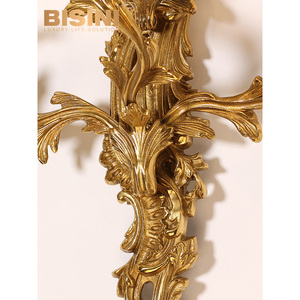 Lussuose italiane europee 5 <span class=keywords><strong>teste</strong></span> bronzo staffa <span class=keywords><strong>LED</strong></span> lampade da parete 2700K luce bianca morbida calda per interni Villa di fascia alta - Product Image 4