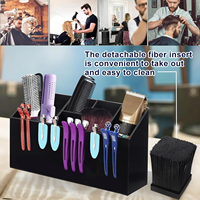 maßgeschneidert schwarz acryl salon barbier organizer station haarbürste kammhalter mit 6 fächern
