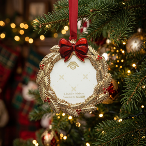 Tranl Metal Christmas Ornament Wreath 2.5x2.5 In Gold <b>Red</b> <b>Bow</b> Traditional Indoor Decor - Product Image 2