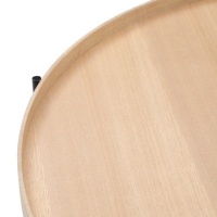 Table d'appoint ronde de salon et de chambre à coucher vintage artisanale Plateau en bois Table basse en métal