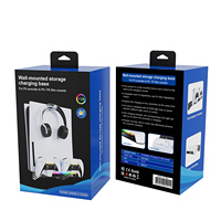 Station de charge double murale et support de console en plastique ABS avec connexion filaire pour Slim (compatible avec les manettes DualSense)