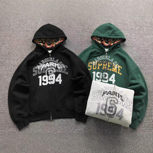 Sweat à capuche 25FW Hiver avec broderie en velours, motif bandana, logo carré, poche, doublure polaire et motif floral cachemire, collection complète - Product Image 4