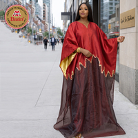 Ensemble de 2 pièces du Moyen-Orient, robe africaine en brocart Boubou Dashiki avec doublure douce, robe de mariée rouge nigériane pour femmes, robe de mariée luxueuse