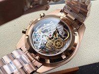 Montre mécanique automatique de luxe pour homme, boîtier en or rose, cadran à trois secondes, chronographe, compteur de vitesse, haute qualité