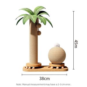 Menara kucing kayu padat dengan tongkat penggoda bola Catnip meja putar papan gores dalam ruangan tahan lama mainan kucing Sisal pohon kucing - Product Image 6
