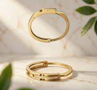 Bracelet jonc ouvert tendance en acier inoxydable plaqué or, incrusté de zircon transparent, bijou minimaliste empilable, cadeau pour hommes et femmes